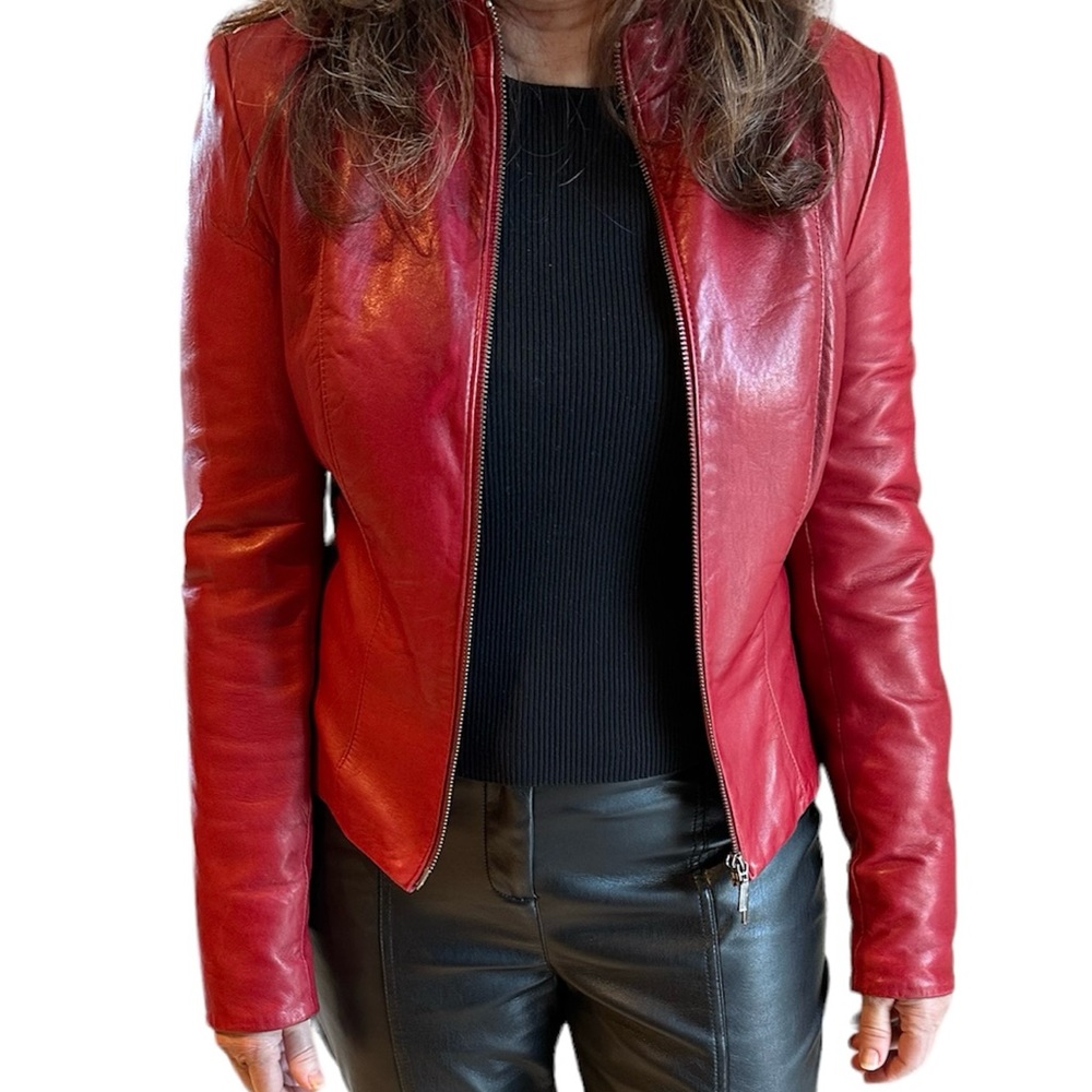 Danier Red Moto Leather Jacket 🔥